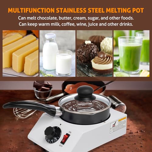 Image of WICHEMI Chocolate Melting Pot Chocolate Melter Chocolate Tempering Machine | Chocolate Warmer, Chocolate Melting Machine, Electric Chocolate Melting Pot for Candy, Sugar, Butter, Cheese, Cream, Milk
