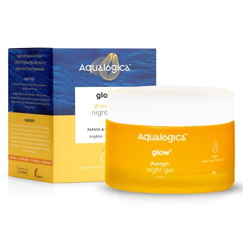 Aqualogica Glow+ Mousse Night Gel Papaya & Vitamin C 50g, 50 ml (Pack of 1)