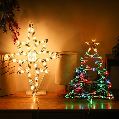 Décoration de Noël lumineuse pour fenêtre kit de 2 pièces à éclairage LED blanc chaud - 7