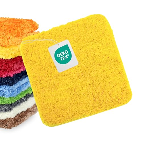 WohnDirect Tapis de Bain Jaune - 45x45cm - pour créer Un Set de Tapis de Bain - Antidérapant, Absorbant et Doux