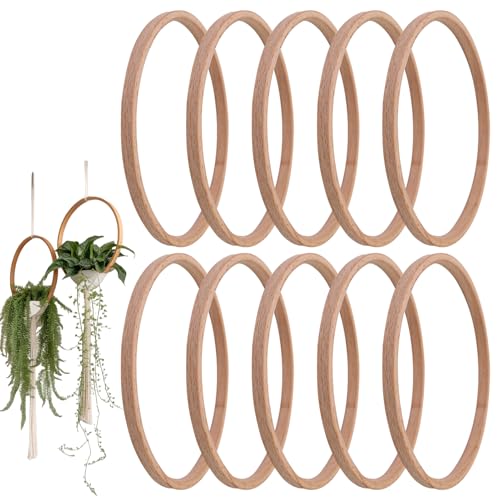Cercles en bois Ruwshuuk lot de 10 anneaux pour loisirs créatifs