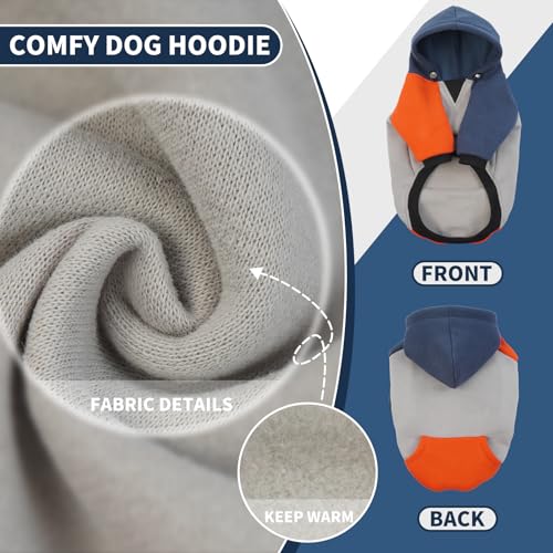 Image of BRKURLEG Dog Hoodie Winter Dog Sweatshirts with Pockets Warm Dogs Clothes for Small Medium Dogs Girl Boy, French Bulldog Clothes Pet Sweater Shirt Hoodies with Pocket(BlueOrange, S)