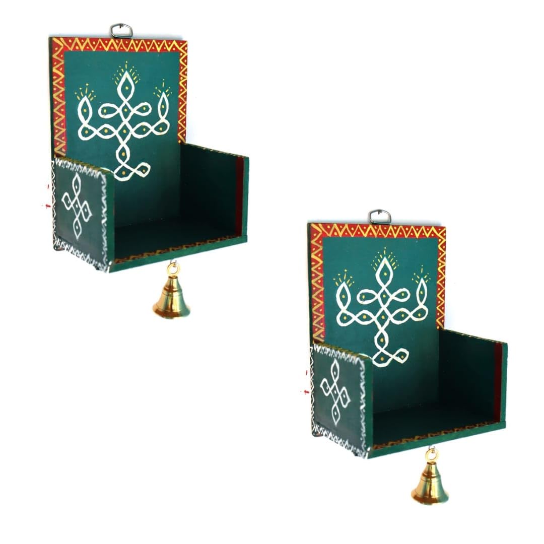 Mada Vilakku | Vilakku madam for home Pair 2 piece| Diya Wall Mounted Stand with Brass Bell | wall mount diya stand | Vilakku madam | Traditional Diya Stand | Wall hanging diya stand | Diya for diwali (B0D8FT6RXN) Amazon Price History, Amazon Price Tracker