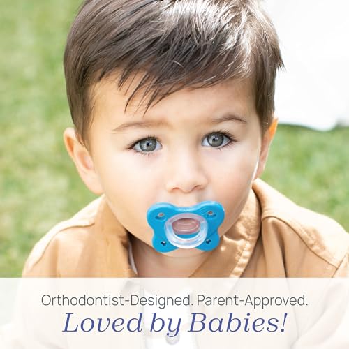 Image of Chicco PhysioForma Dual Soft Orthodontic Pacifier for Babies 16-24 Months, 100% Soft Silicone, Supports Breathing, One-Piece Design, Included Sterilizing Case, BPA Free, 2-Pack, Sapphire