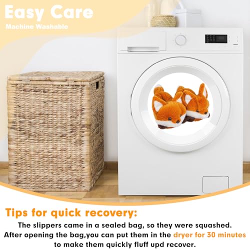 Image of ARELUX Animal Slippers Cotton Adult Unisex, Cute Novelty Raccoon Fox Red Panda Plush House Shoes with Non-Slip Sole, Warm Fuzzy Lining for Indoor Outdoor Cosplay Party Gift