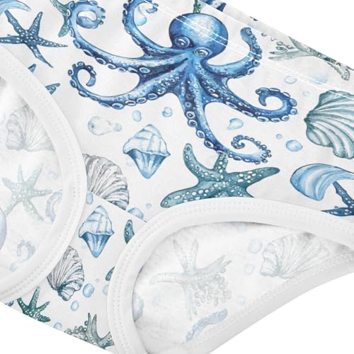 ZZKKO Ocean Blue Octopus Starfish Girls Underwear Toddler Panties for Girls Comfort Brief Size 2-8T3