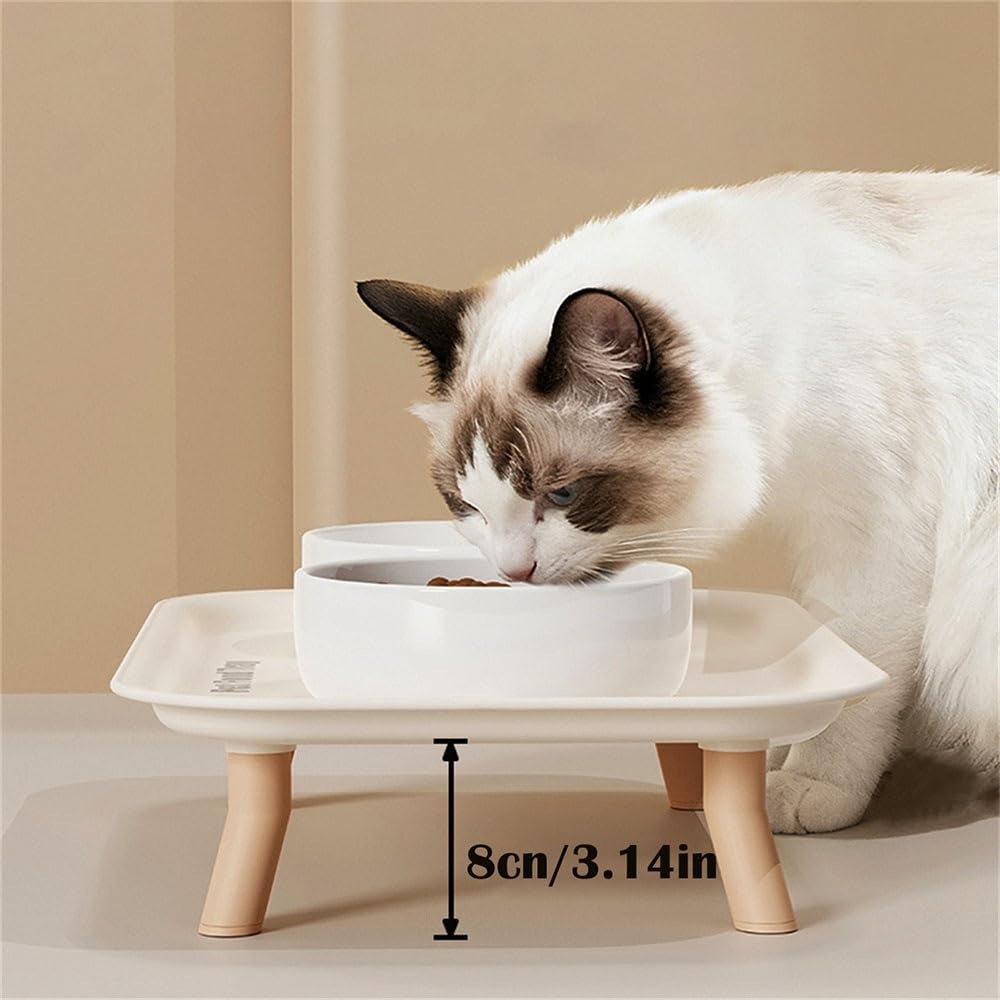 Comedero Elevado para Mascotas con Tazón De Cerámica Extraíble Diseño Que Ahorra Espacio Ideal para Apartamentos Pequeños(Yellow)