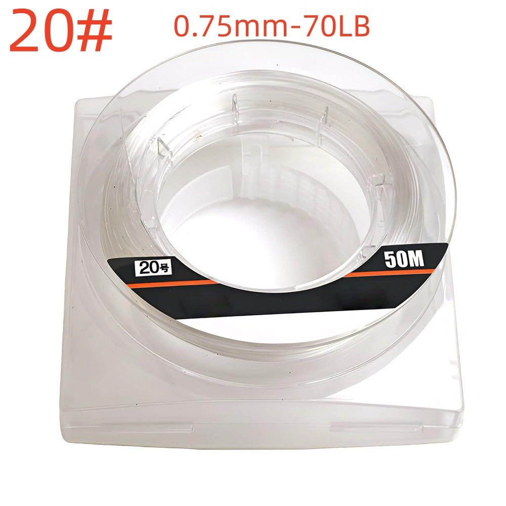 Ligne de pêche fluorocarbone 50 m monofilament solide bas de ligne de ligne de pêche à faible visibilité résistant à l'usure récif marin pêche 18-45,4 kg