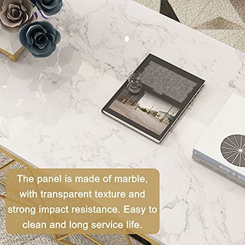 Marmor Couchtisch Niedriger Tisch Licht Luxus Modern Große Aufbewahrung Couchtisch für Zuhause Wohnzimmer Hotel Stabiler Eisenrahmen Schwarz 120 cm – Bild 5