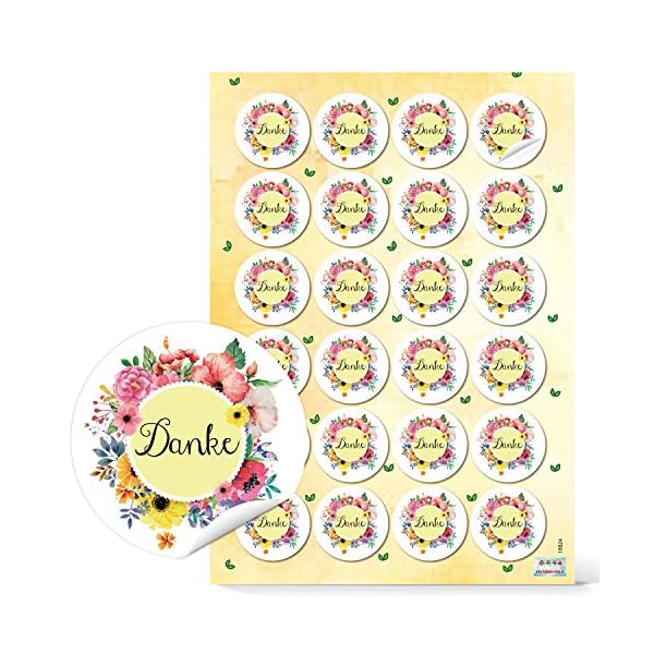 Logbuch-Verlag 24 DANKE Aufkleber Sticker gelb rosa bunt 4 cm - Geschenkaufkleber Dankeschön Dankeaufkleber Verzierung…