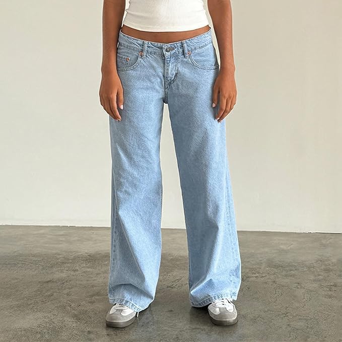 Low Rise Baggy Jeans for Women, Womens Jeans Y2k High Waisted Wide Leg Straight Leg Trendy Boyfried Mom Denim Pants3
