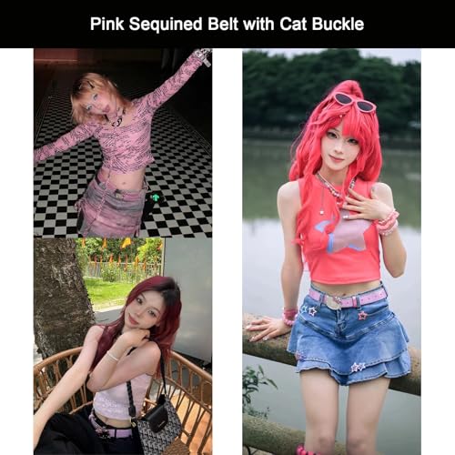 1 PCS Women's Cat Buckle Belt Decoration with Denim Skirt3
