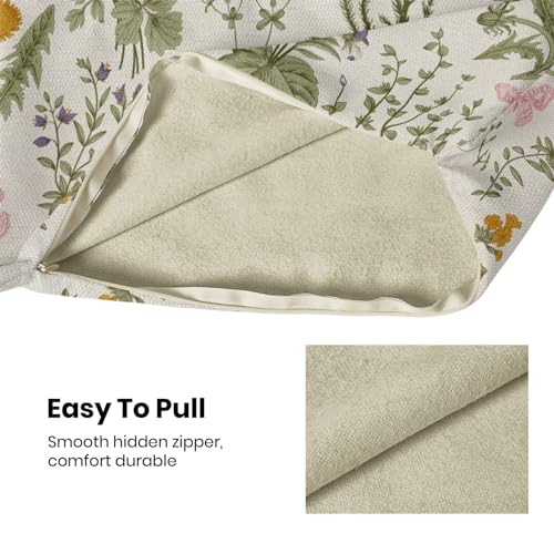 Image of AEIOAE Spring Pillow Covers 24x24 Inch Set of 2,Sage Green Wild Flower Plant Throw Pillows Case,Seasonal Floral Outdoor Decorative Square Linen Farmhouse Decor Cushion Covers for Home Sofa Bed Couch