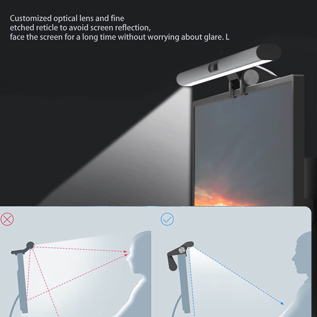 Generisch Computer Monitor Lichtleiste, E Reading USB betriebene Monitor Klemmlampe, dimmbar, Augenschutz Clip On Lampen, Schwarze Computer Lichtleiste für Desktop mit Berührungssensor