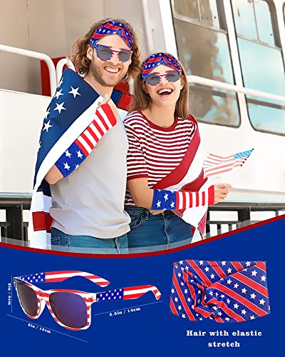 Hikkcos Patriotic American Flag Cape Costume 4th of July American Flag Patriotic Independence Day Halloween Party Accessories3