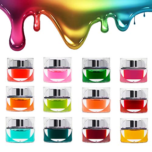 Vcedas Jelly Gel Polish Set 12 Colors Soak Off UV LED Nail Gel Polish Crystal Rainbow Gel Sweet Color Semi Permanent Nail Gel for Acrylic Nails