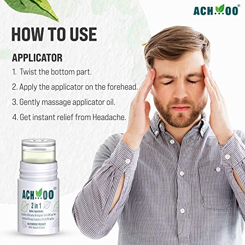 Image of ACHOO 2 In 1 Inhaler and Roll On Relief From Cold, Cough, Blocked Nose, Headache and Breathing difficulty | Cold & Nasal Congestion With 100% Natural Active Ingredients (Pack of 2)