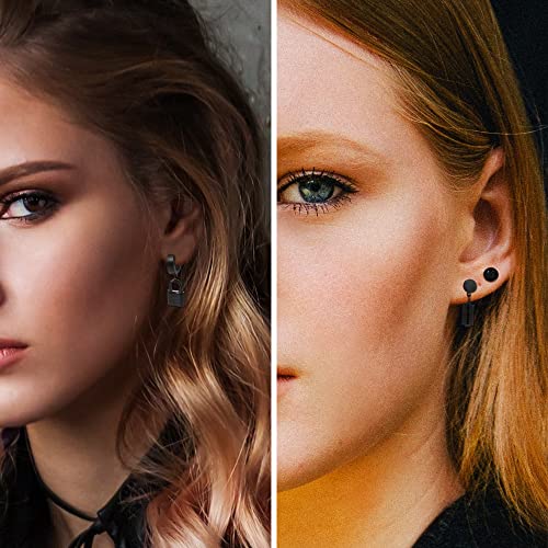 Florideco 16 Pairs Stainless Steel Y2K Punk Earrings Black for Men Women Mens Earrings Skull Cool Emo Goth Chains Jewelry Piercing Dangle Hoop Earrings Stud Set3