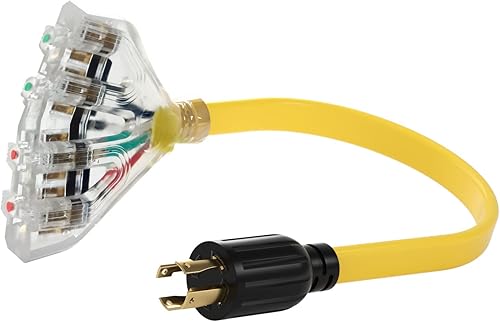 ACKING Cable de bloqueo para generador NEMA L14-30Cuatro 5-20R de 30 amperios, cable de calibre 10 de 4 clavijas para cable doméstico, adaptador de