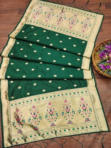 Image of DEVANGI Women's Woven Paithani Banarasi Silk Dupatta /Chunni For Women, Floral Print 1 Meter Wide and 2.3 Meter Length Printed Designer Dupatta /Chunni For Girls