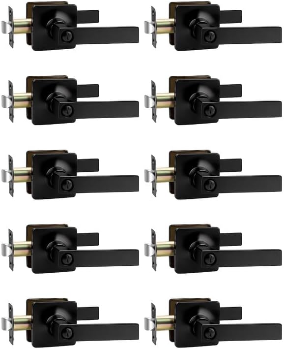 Mengico 10 Pack Modern Door Lever,Black Lever Door Handle,Door Lever Interior Privacy Door Handle(for Bedroom&Bathroom),Universal Handing, Heavy Duty Door Handles