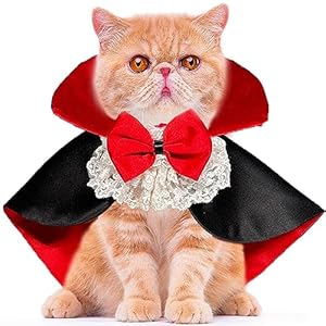 Capa de Mascota para Halloween, Vampiro ​Ropa para Mascotas, Disfraz De Halloween del Gatos Perros, Disfraz de Vampiro para Perros Pequeños y Gatos, Disfraz de Mascota de Halloween