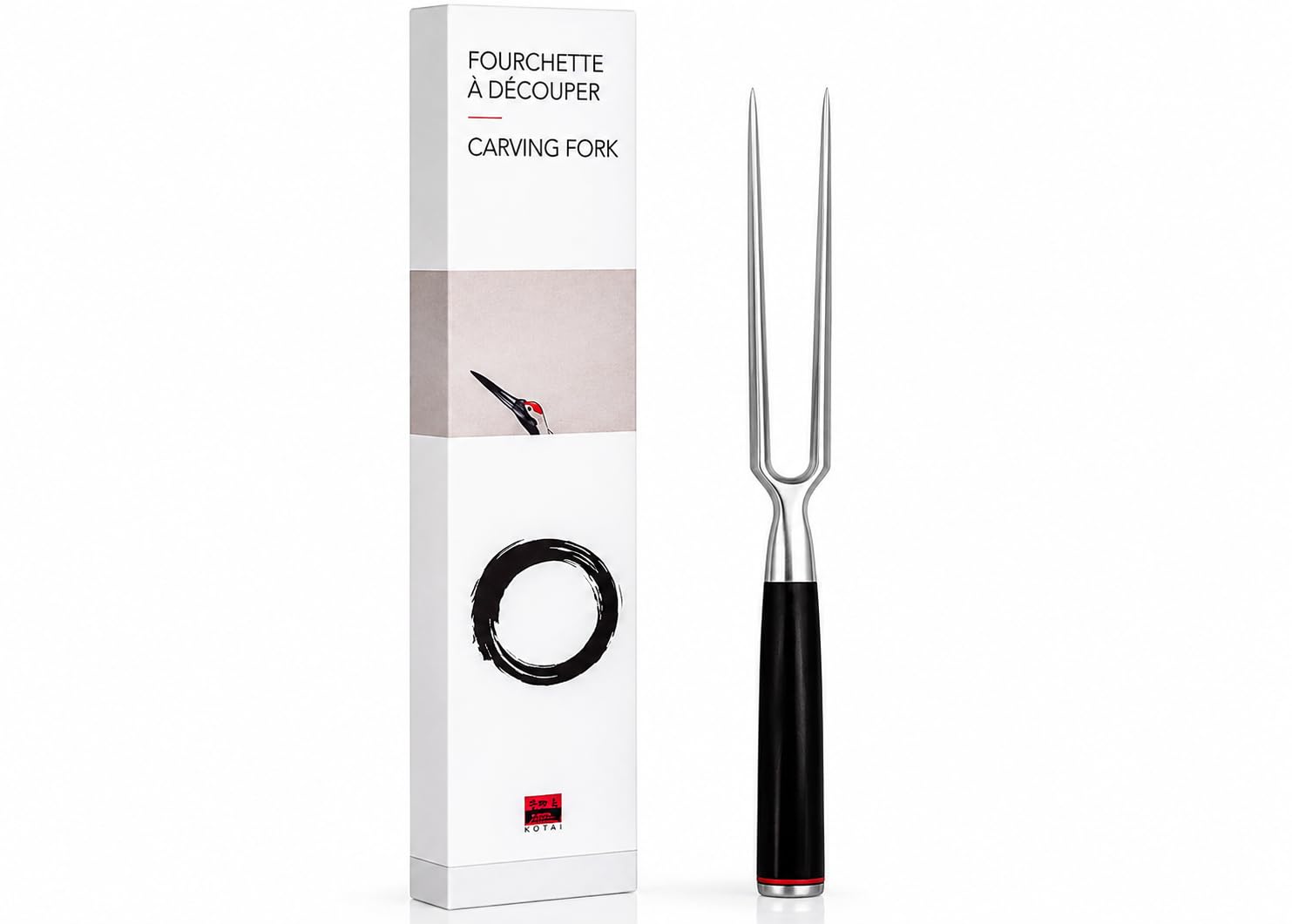 KOTAI - Tenedor para trinchar (tenedor para carne o para barbacoa) - acero inoxidable 430 - resistente a la oxidación y perfectamente equilibrado para mayor comodidad y seguridad - mango de pakka