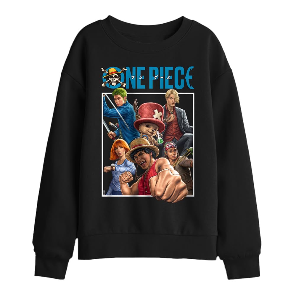 One Piece Group Box Kids Sweatshirt, Black, 9-11