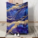 Luowei 3D Marmor Kuscheldecke 150x200 cm Blaues Hellgelb Reisedecke, Fernsehedecke, Picknickdecke, Tagesdecke für Teenager, Mädchen, Erwachsene Leicht und Warm Flanell Blanket