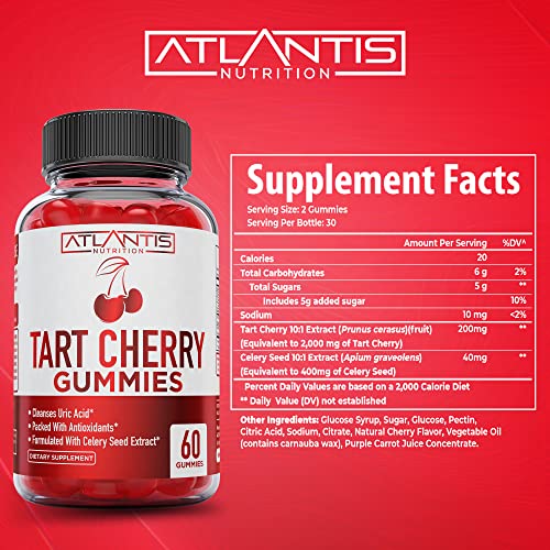 image for Atlantis Nutrition Tart Cherry Gummies with Celery Seed Extract - Adva