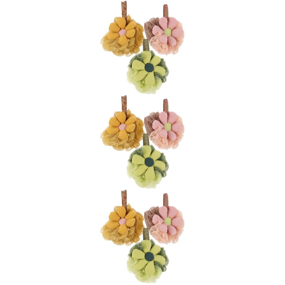 FRCOLOR 9pezzi Spugna Loofah Fiore Per Accessori Per Bagno Naturali e Morbidi Esfolianti e Comodi Per Donne Colori