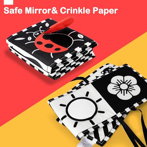 URMYWO Black and White Baby Toy, Tummy Time High Contrast Newborn Toys 0-3 Months, Soft Baby Book, Visual Stimulation Montessori Sensory Infant Toys 0-6-12 Months, Boy Girl Shower Gift by URMYWO - Image 5