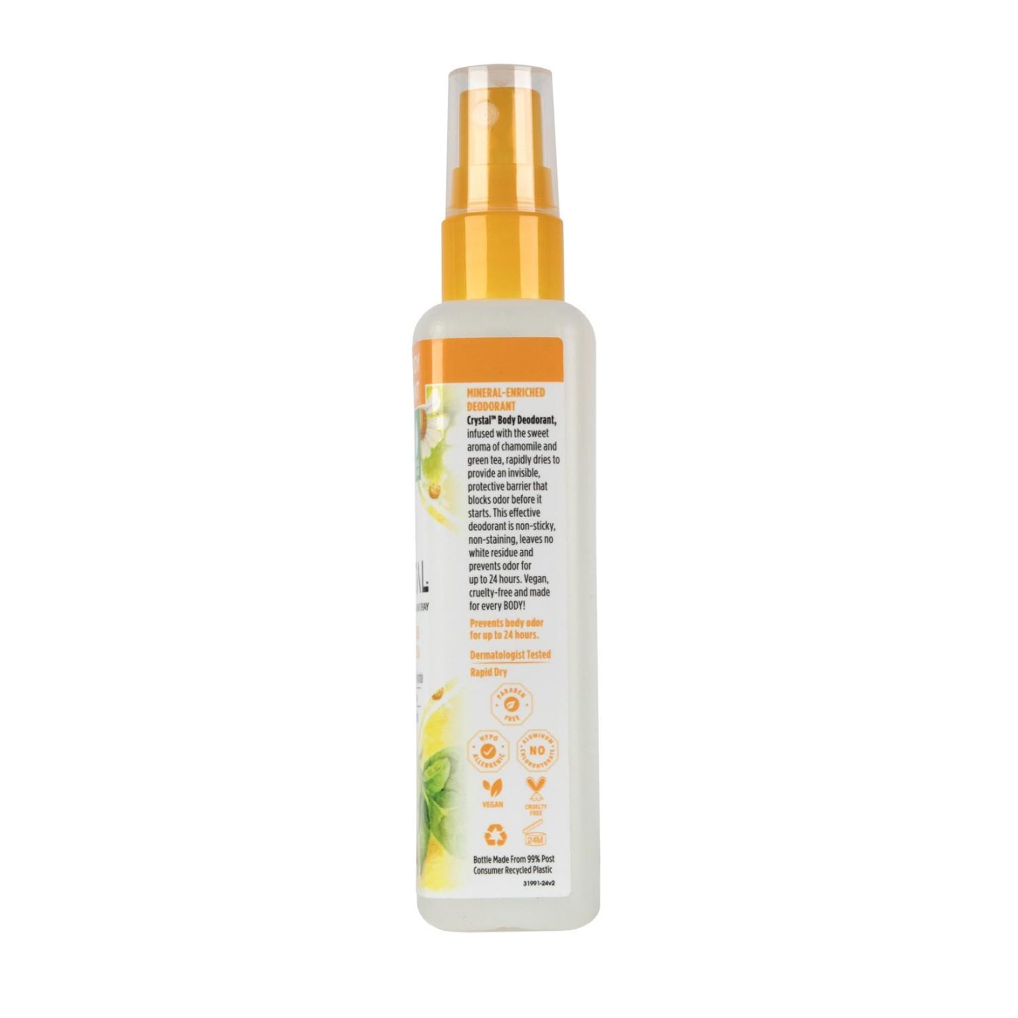 Crystal Deodorant Essence Spray 4 Ounce Chamomile/Green Tea, All Over Body Deodorant, (118ml) (3 Pack) thumbnail 3