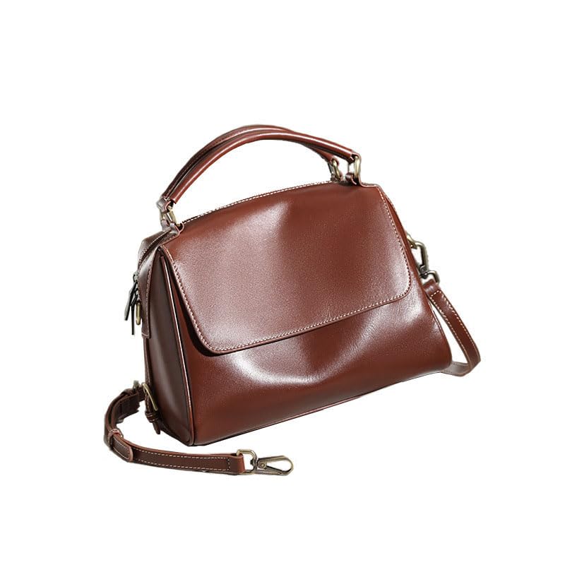 Generic Genuine Leather Women's Shoulder Handbag Premium Sense Cowhide Crossbody Bag (Brown)