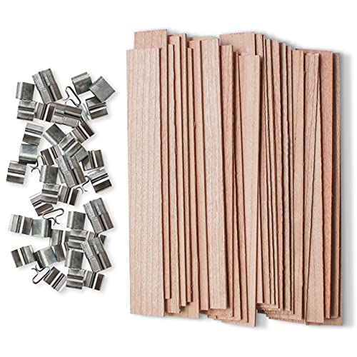 The Wooden Wick Co. Crackling Wood Candle Wicks + Clips (25 Wicks, X-Large) for Coconut + Soy Wax Blend Candles | Wooden Wicks for Candle Making, Soy Candle Wood Wicks (OB-.030-.750-5-25)