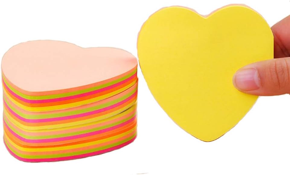 Heart Shape Sticky Notes, Memo Notes 3 x 3Inches,100