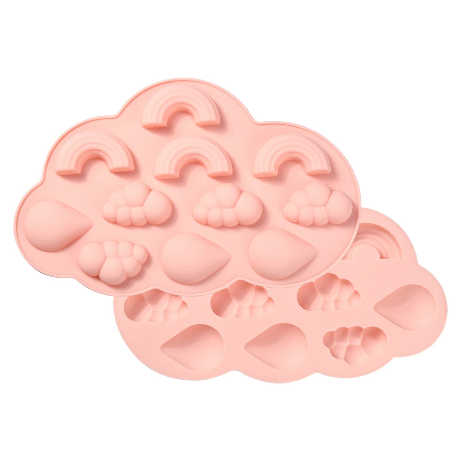 UR URLIFEHALL 5 Pcs 3D Rainbow Cloud Raindrop Weather Theme Silicone Mould Cake Border Fondant Moulds for Cake Decorating Chocolate Candy