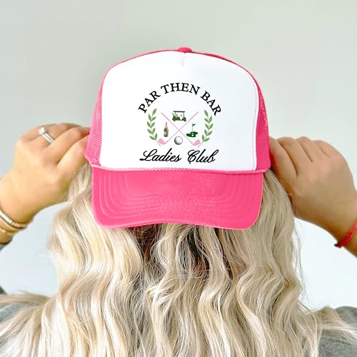 Image of Par Then Bar Ladies Club Funny Golfer Women's Classic 5 Panel Mesh Snap Back Trucker Hat