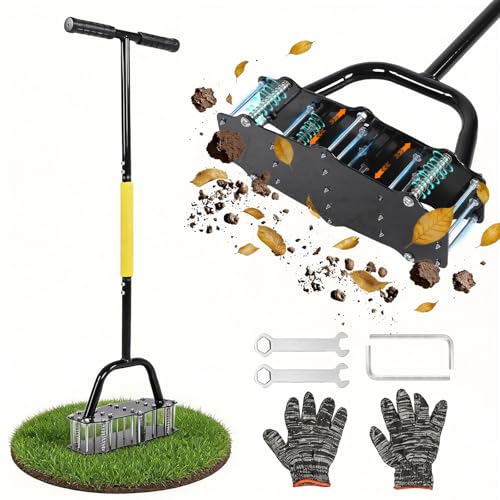 Aerador de césped de pie con 17 púas y base amplia miniatura 1
