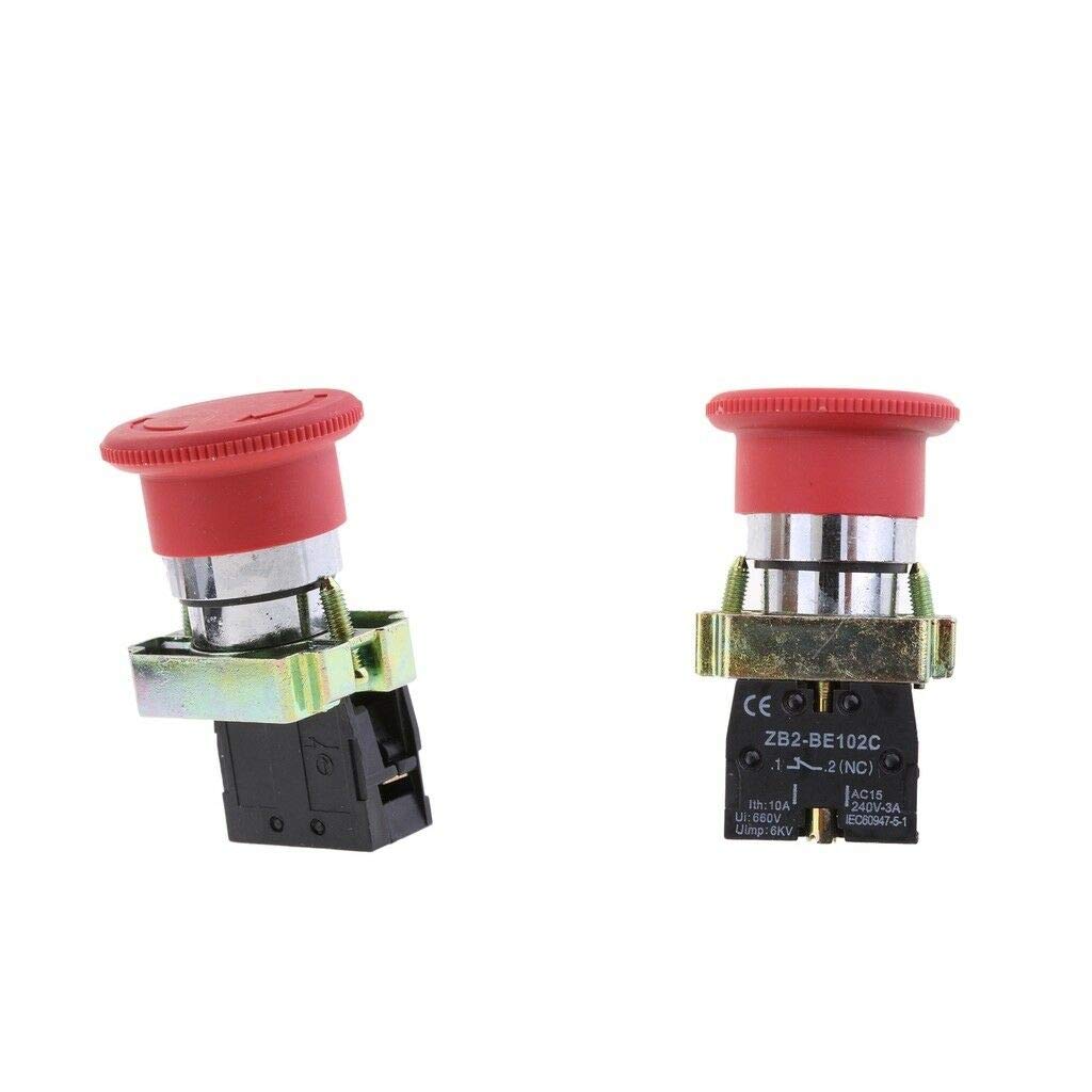 Bouton d'arrêt d'urgence XB2-BS542 rouge 2X NC type champignon pour panneau