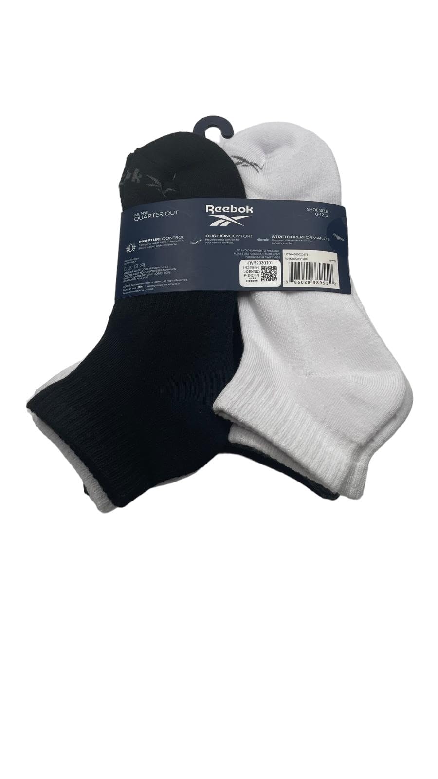 Reebok 6 PACK MEN'S QUARTER CUT SOCKS SHOE 6-12.5