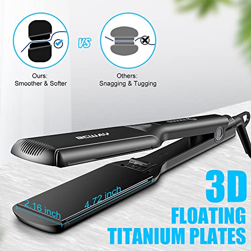 Bcway Professional Hair Straightener, 2.16'' Extra-Large Floating Titanium Flat Iron For Hair, 30S Instant Heating Straightening Iron With 5 Adjustable Temp, Anti-Static Hair Iron For All Hair Types #TOP2