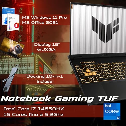 TUF Notebook Gaming 16" WUXGA | IIntel Core i7-14650HX | RTX 5050 8GB | 16 GB RAM DDR5 | SSD 512 Nvme | Win 11 | Laptop Gaming Nuovo | Tastiera RGB Italiana | HDMI | Wi-Fi 6 | Bluetooth 5.3 - Notebook - Immagine 1