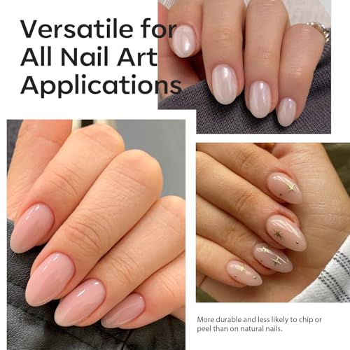 Image of Modelones Extra Short Almond Nail Tips Pre-shaped Gel Soft Fake Nails False | Acrylic Clear Full Cover Press on Extension Kit Gel Manicure DIY at Home 216PCS 12Sizes
