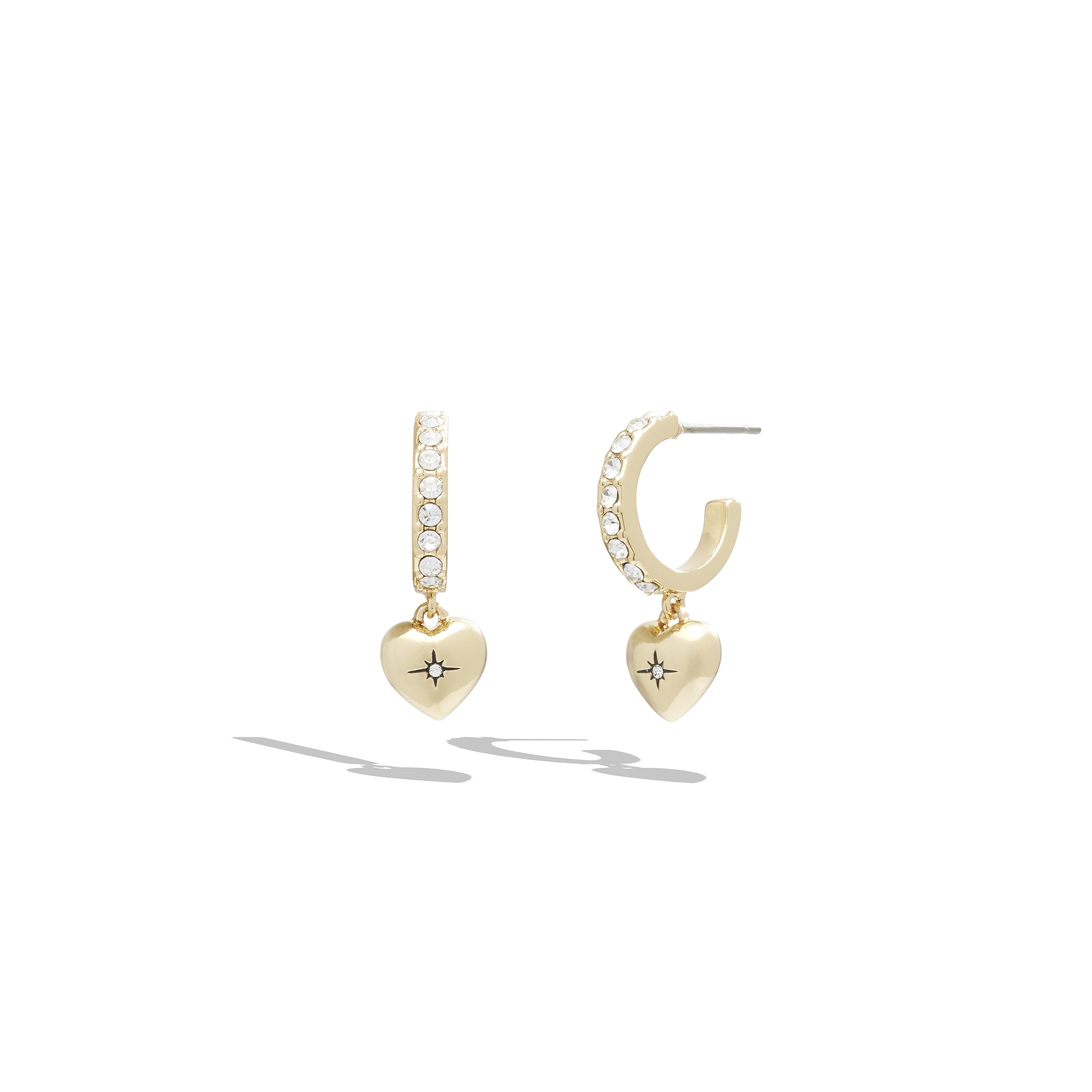 Coach Womens Iconic Heart Huggie Earrings Gold One Size