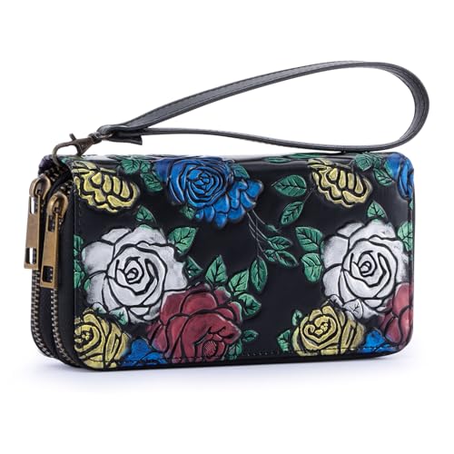 Image of XEYOU Double Zipper Long Clutch Wallet Cellphone Wallet for Women with Removable Wristlet Strap for Credit Card, Cash, Coin, Bill