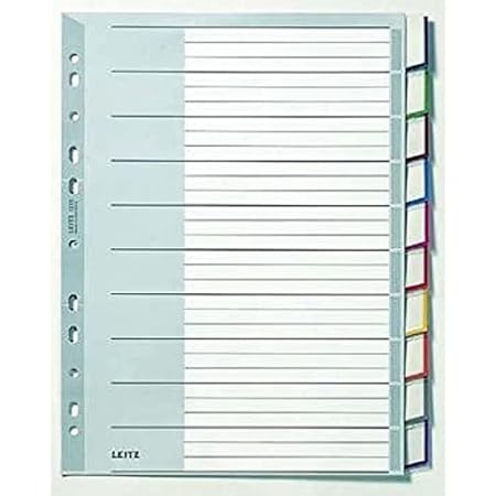 Leitz Register für A4, Deckblatt und 12 Trennblätter, Taben mit Zahlenaufdruck 1-12, Lochrand