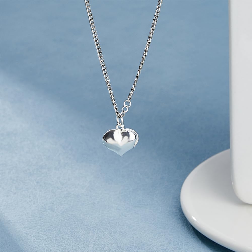 1pc 925 Sterling Steel Silver Heart Charm Puffed Heart Pendants Charm 3D Heart Dangle Pendant Charms with Jump Ring for DIY Necklace Bracelet Earring Keychain Jewelry Making - Image 5