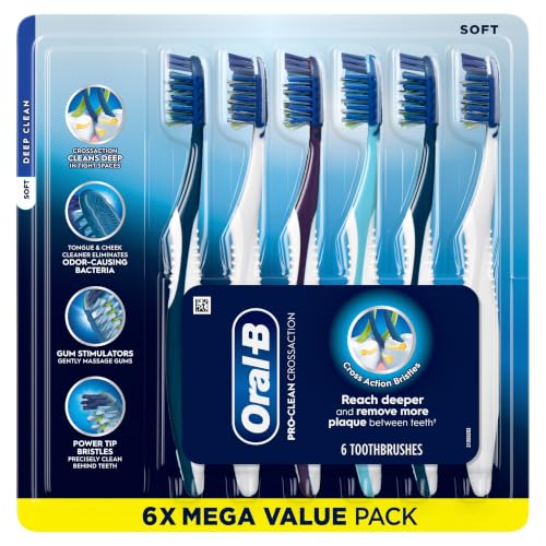 Image of Oral-B Pro Clean Cross Action Toothbrushes, Deep Plaque Removal, 6 Count