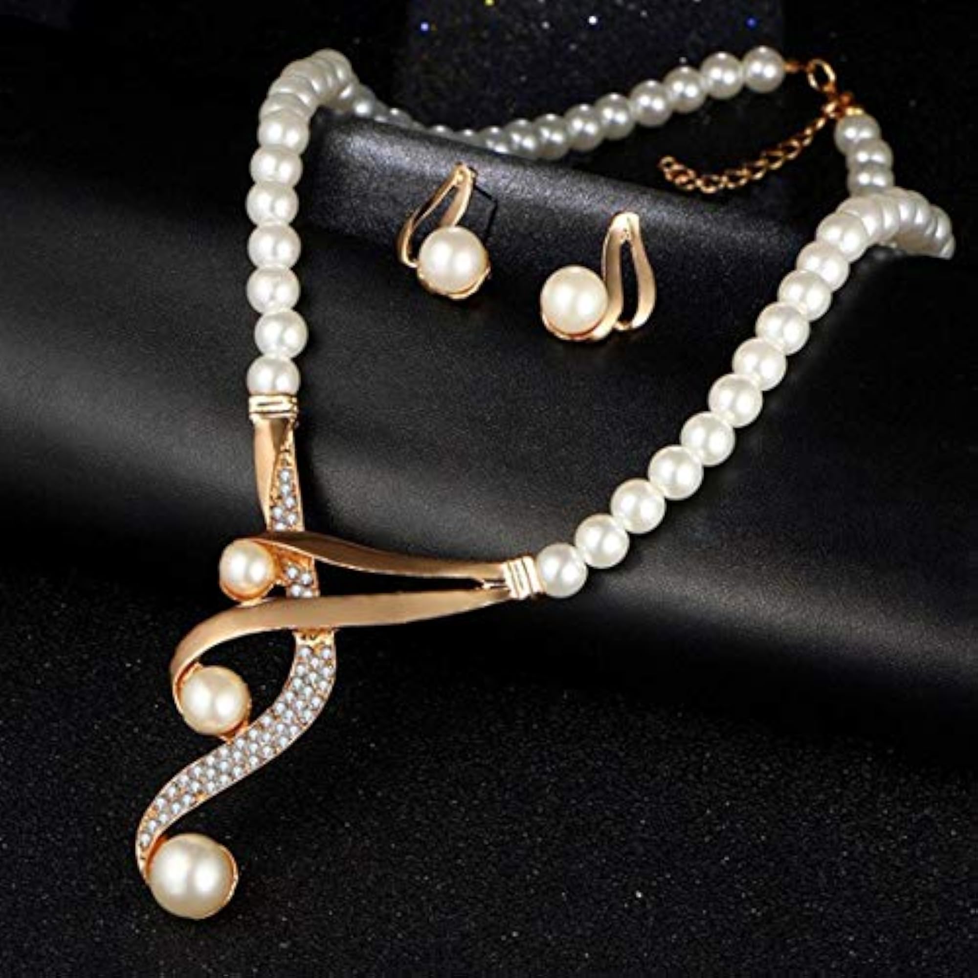 AD & Pearl Plated Necklace Set CT-NCK-44093